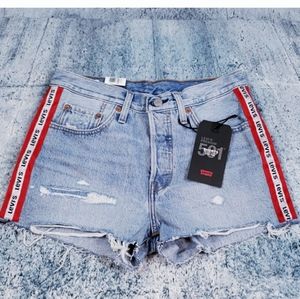 NWT Levi's 501 High rise logo cut off shorts RARE!